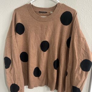T Tahari Brown and Black Polka Dot Sweater